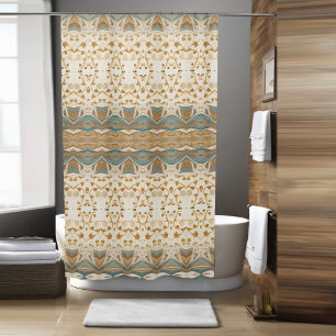 Blue Boho Shower Curtain