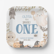 Blue Boho Spooky One 1st Birthday Cute Ghost