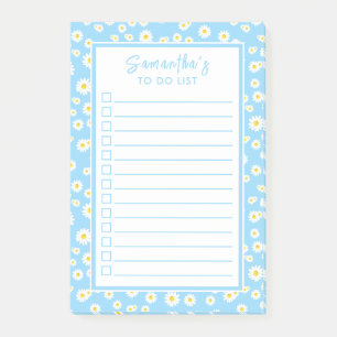 Blue Boho Spring Daisies To Do List Post-it Notes