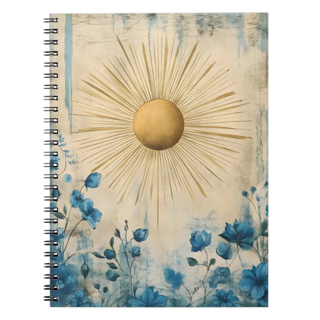 Blue Boho Sunshine" (or sometimes "Boho Sun Blue") Notebook (Front)