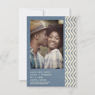 Blue Boho Textile Engage Romantic Couple Save The Date