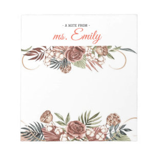 Blue Boho Watercolor Border Personalised Notepad