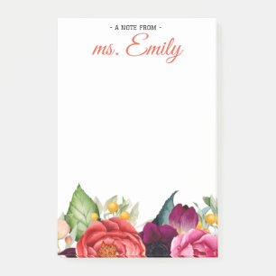 Blue Boho Watercolor Border Personalised Post-it Notes
