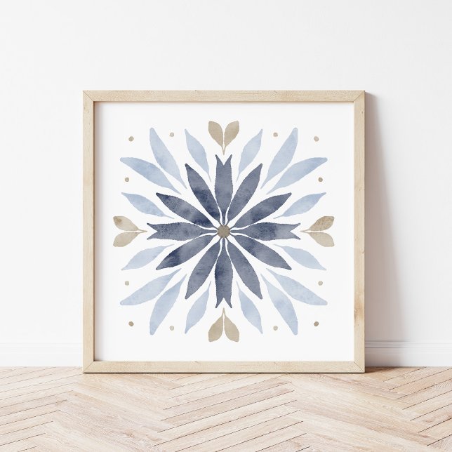 Blue Boho Watercolor Mandala Art Poster (Creator Uploaded)