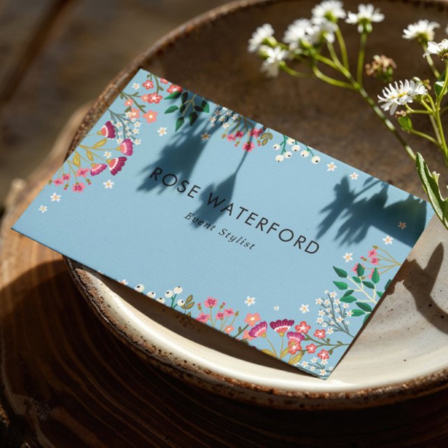 Blue Boho Wildflowers  Business Card (Creator Uploaded)