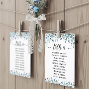 Blue Boho Wildflowers Wedding Seating Chart Card