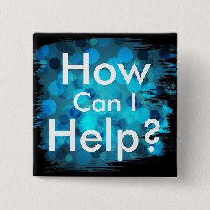 Blue Bokeh Blurry Lights Brushstroke Square Button