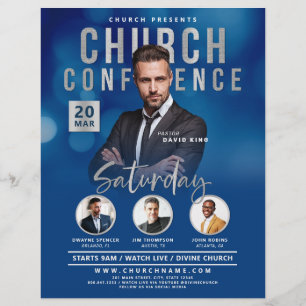 Blue Bokeh Church Conference Service Event Flyer