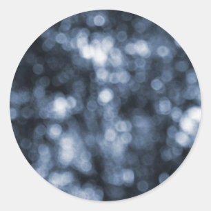 Blue Bokeh Classic Round Sticker