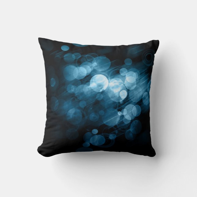 Blue Bokeh Designed Pillow 2 (Front)