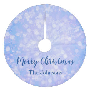 Blue Bokeh Fleece Tree Skirt