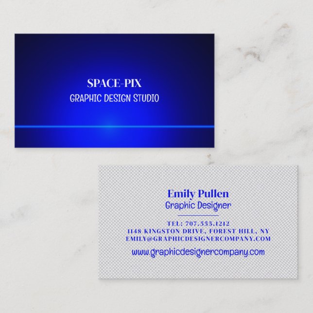 Blue Bokeh Guilloché Design, Graphic Designer Business Card (Front/Back)