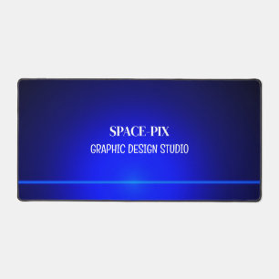 Blue Bokeh Guilloché Design, Graphic Designer Desk Mat