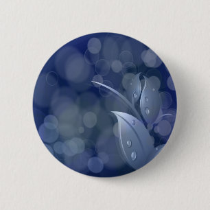 Blue Bokeh Leaves 6 Cm Round Badge