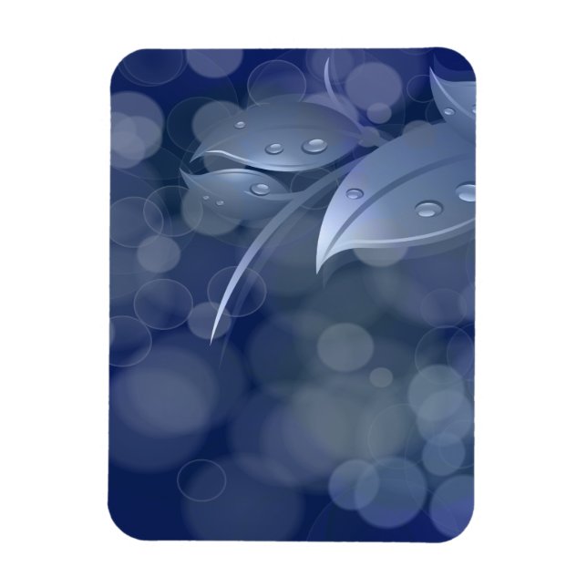 Blue Bokeh Leaves Magnet (Vertical)