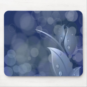 Blue Bokeh Leaves Mouse Mat