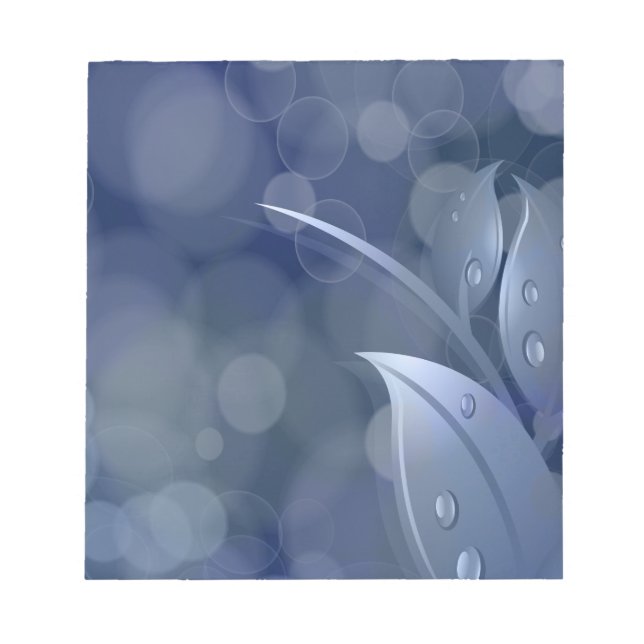 Blue Bokeh Leaves Notepad (Front)
