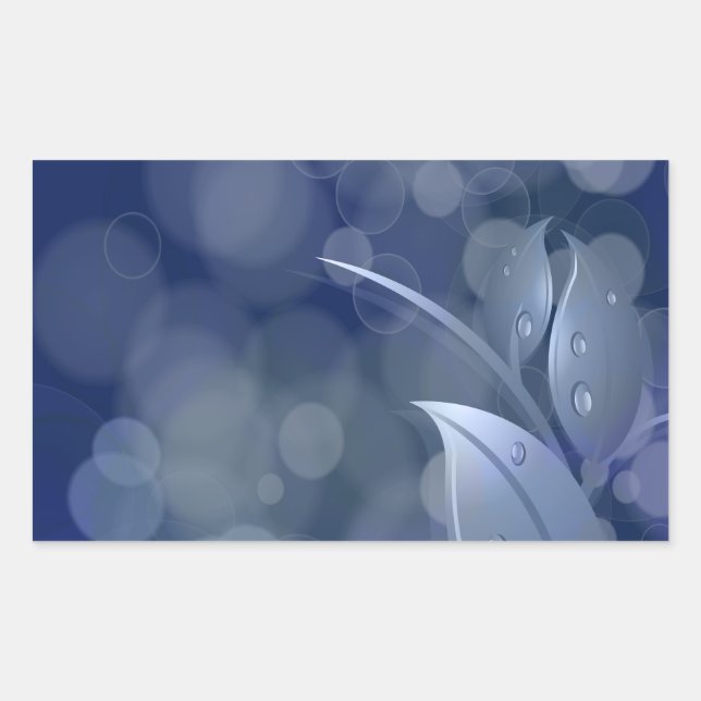 Blue Bokeh Leaves Rectangular Sticker (Front)