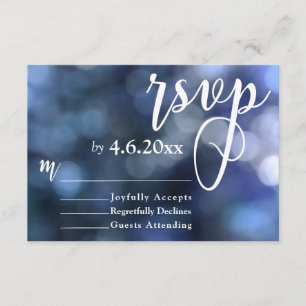 Blue Bokeh Light & Typography 32 Wedding RSVP