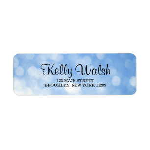 Blue Bokeh Lights Sweet 16 Return Address Labels