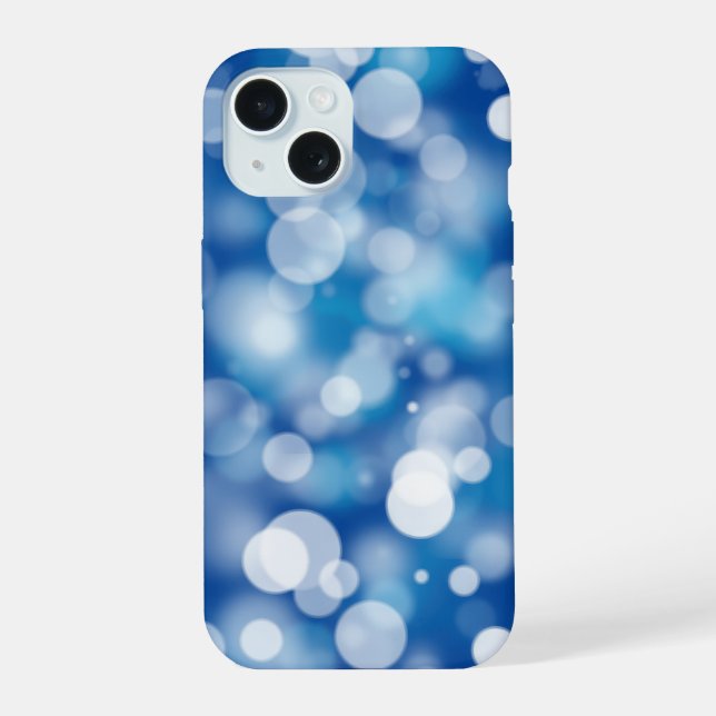 Blue Bokeh Party Lights iPhone 15 Case (Back)