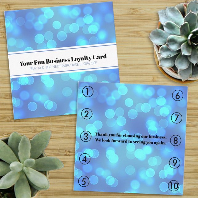 Blue Bokeh Small Business Loyalty Punch Card (Creator Uploaded)