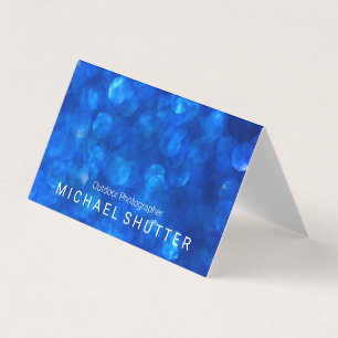 Blue Bokeh White Panel Business Card