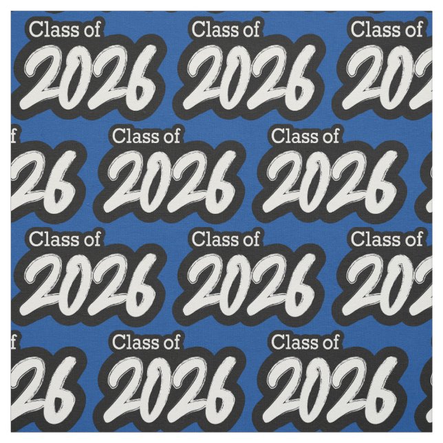 Blue Bold Brush Class of 2026 Fabric (Swatch)