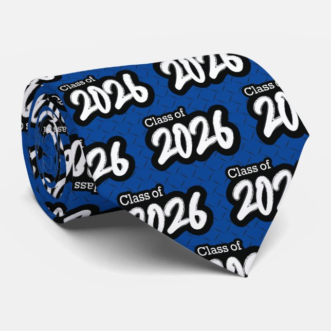 Blue Bold Brush Class of 2026 Neck Tie (Rolled)