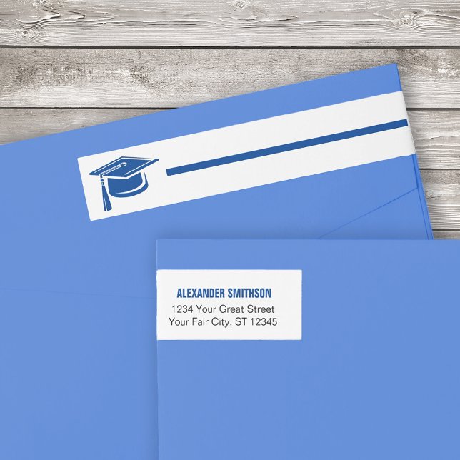 Blue Bold Cap Graduation Wrap Around Label (Creator Uploaded)