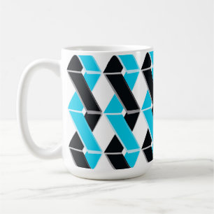 Blue, bold, cool, trendy braided geometric shapes coffee mug