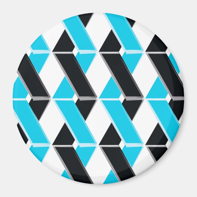 Blue, bold, cool, trendy braided geometric shapes magnet (Front)