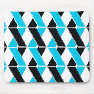 Blue, bold, cool, trendy braided geometric shapes mouse mat
