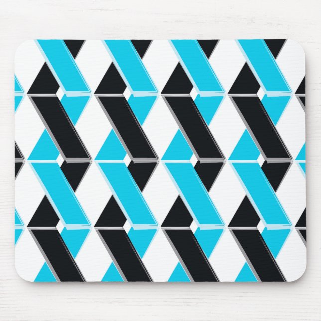 Blue, bold, cool, trendy braided geometric shapes mouse mat (Front)