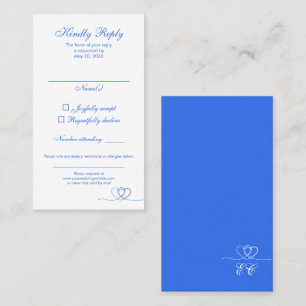 Blue Bold Elegant Calligraphy Wedding RSVP Card