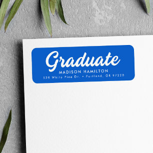 Blue   Bold Script Graduation Return Address