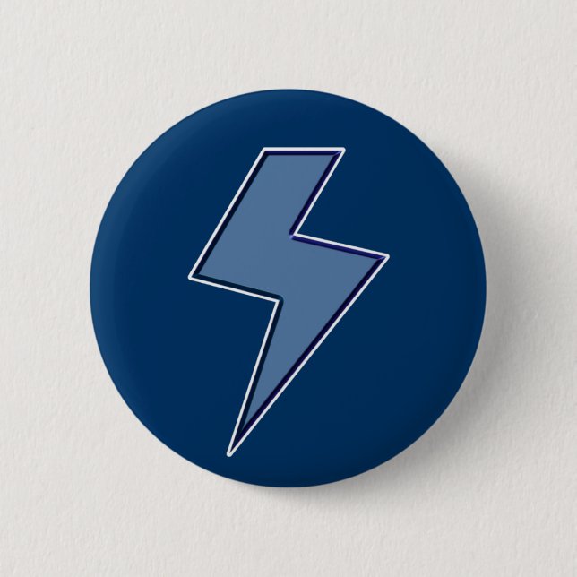 Blue Bolt 6 Cm Round Badge (Front)