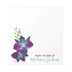 Blue Bom Dendrobium Orchid Flower Personalised Notepad