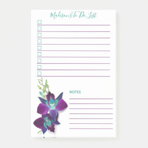 Blue Bom Dendrobium Orchid Personalised To Do List Post-it Notes