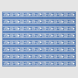 Blue Bone Inlay Floral Border Decoupage Paper