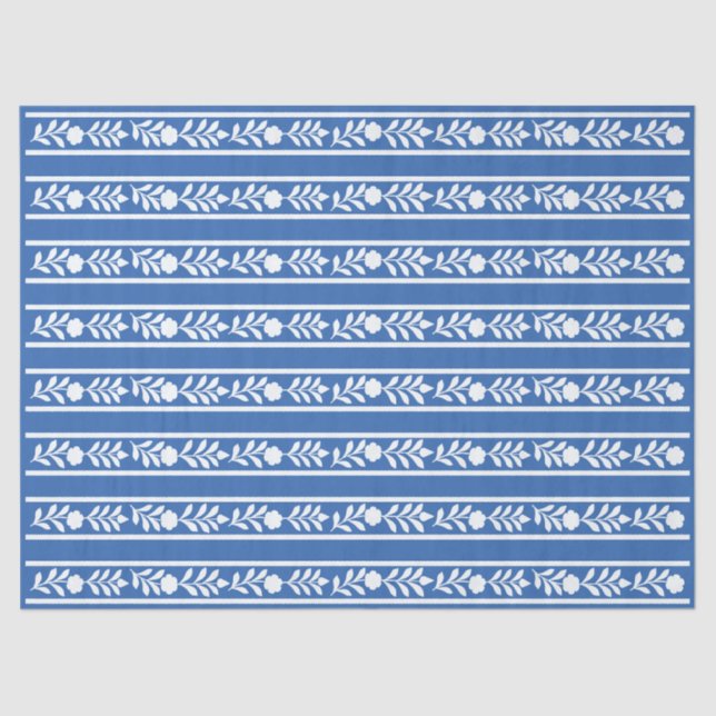 Blue Bone Inlay Floral Border Decoupage Paper (Front)