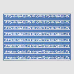 Blue Bone Inlay Floral Border Decoupage Paper