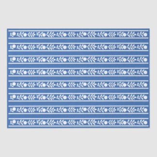 Blue Bone Inlay Floral Border Decoupage Paper