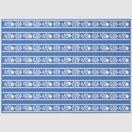 Blue Bone Inlay Floral Border Decoupage Paper