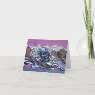 Blue Bonehead Graffiti Card