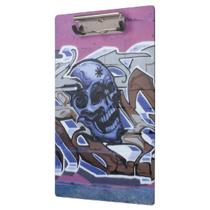 Blue Bonehead Skull Graffiti Clipboard