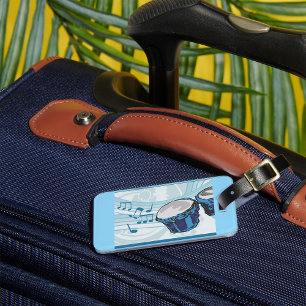 Blue Bongo Drum Music  Luggage Tag