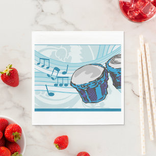 Blue Bongo Drum Music Napkin