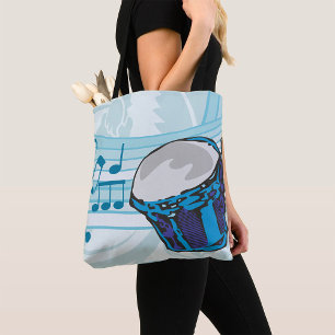 Blue Bongo Drum Music Tote Bag