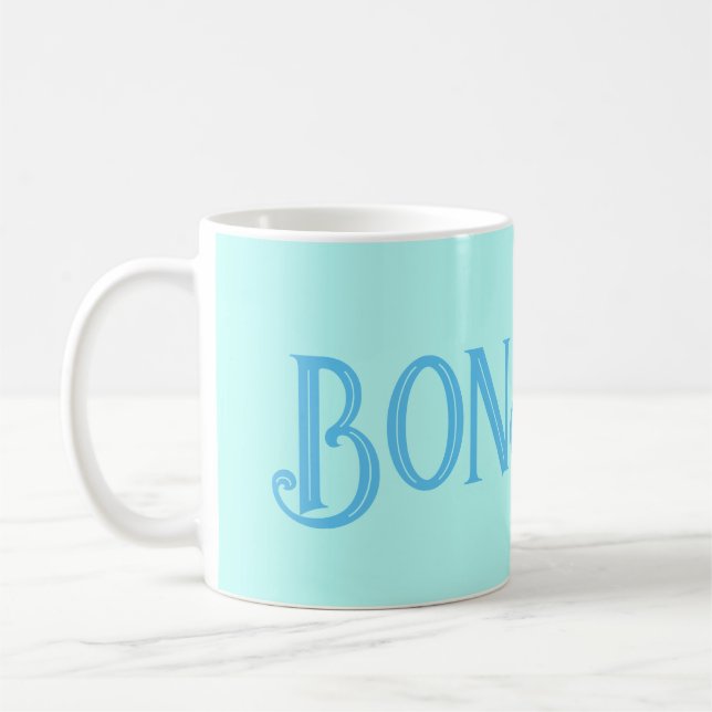 Blue Bonjour Aqua Coffee Mug (Left)